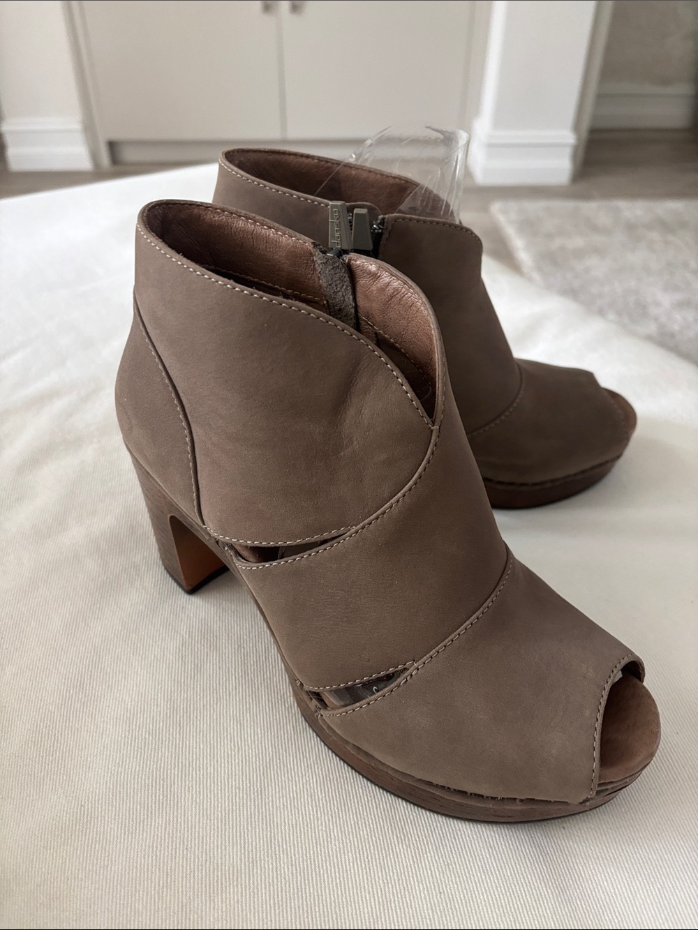 Dansko Taupe Open-Toe Ankle Wedges - Women
